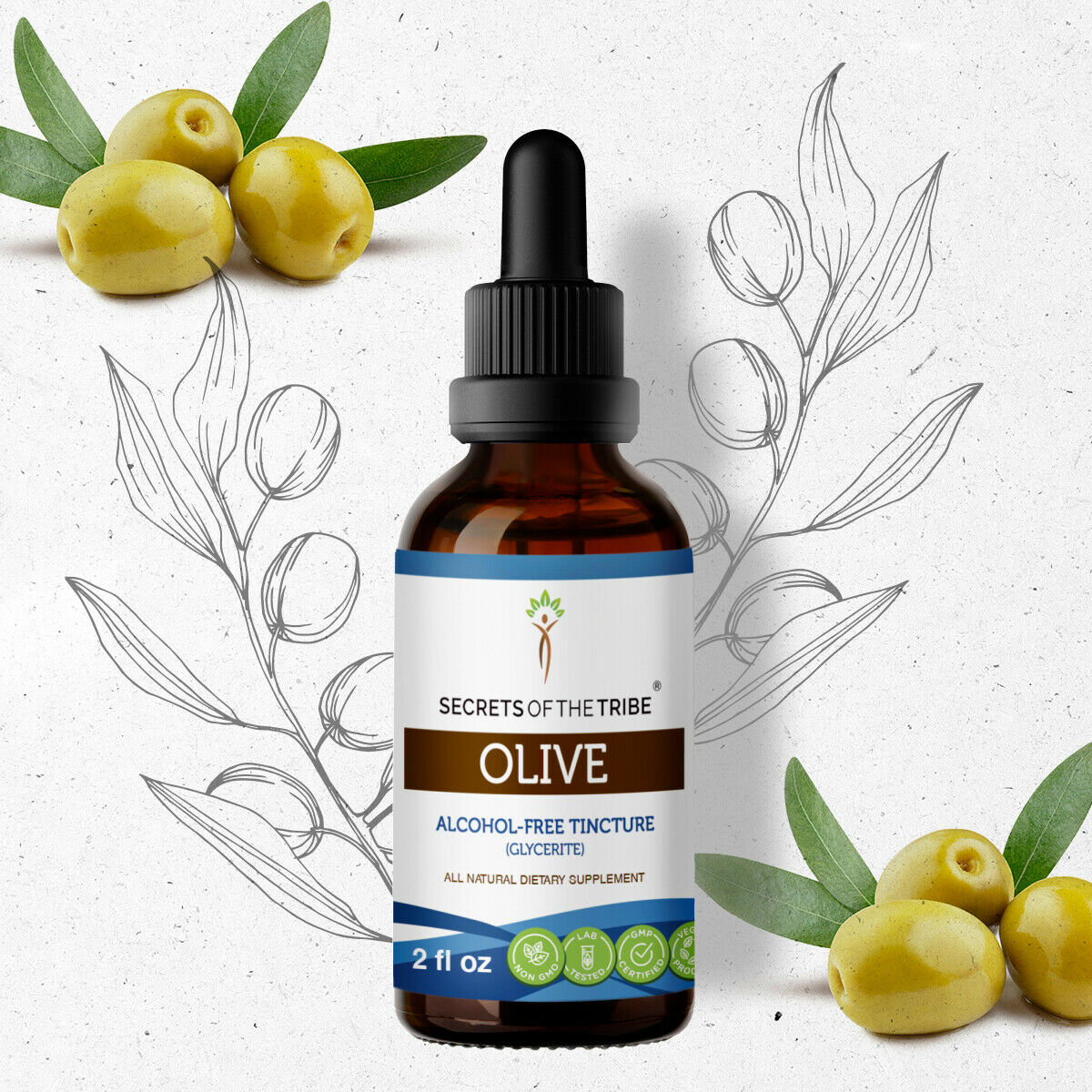 Olive Tincture AlcoholFREE Extract, Organic Olive Olea europaea Immune