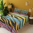 thumbnail image 3 of Ambesonne Zebra Print Fitted & Top Sheet Set with Shams, Savannah Animal Stripes, Green Yellow Black, 3 of 7