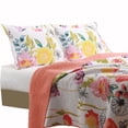 thumbnail image 2 of Benjara 3 Piece Cotton King Size Quilt Set with Stencil Flower Print- Multicolor, 2 of 4