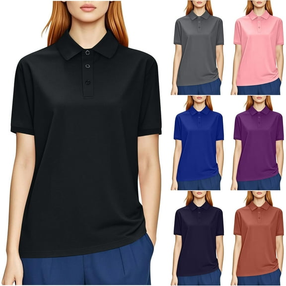 Fancifize Tops for Women Casual Henley Shirts Soft Breathable Short Sleeve Athletic T Shirts Quick Dry Summer Gym Sport Outfits