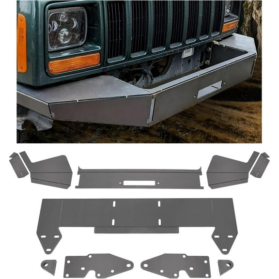 For Jeep Cherokee XJ 1984-2001 Front Winch Bumper Bare Metal Complete Kit
