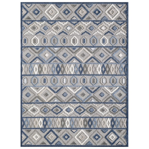 8â€™ x 10â€™ Gray Blue Aztec Pattern Indoor Outdoor Area Rug