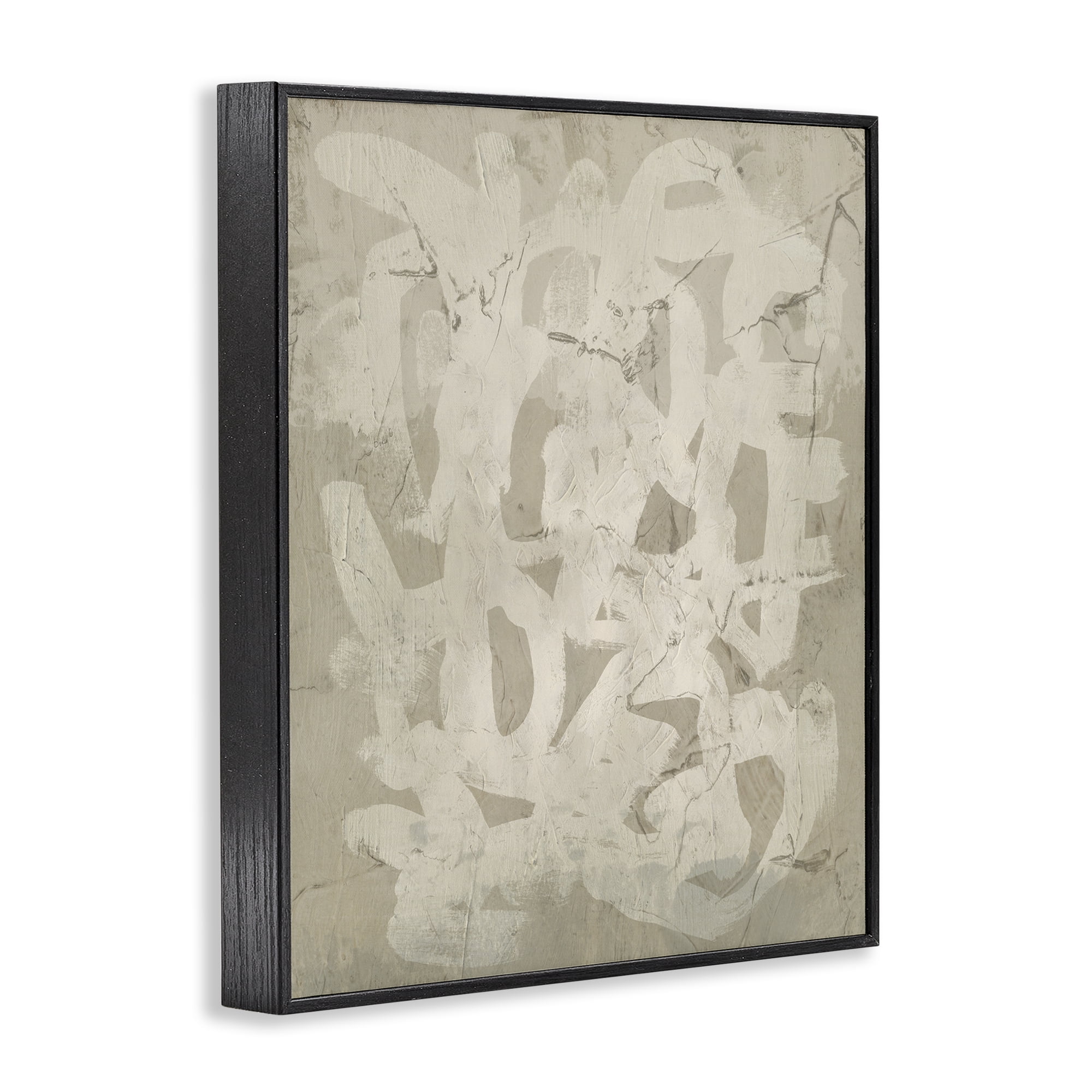 Stupell Industries Neutral Scribble Pattern Abstract Painting Black Framed Art Print Wall Art, 24 x 30