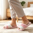 thumbnail image 2 of Agkizg Womens Fuzzy Slippers, House Slippers, Colorblock Open Toe Fuzzy House Slippers Soft Plushes Comfortable Casual Indoor Bedroom Daily Slippers, 2 of 7