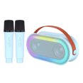 thumbnail image 1 of Tignapoo Portable Bluetooth Speaker with Dual Wireless Microphones, 10W HiFi Sound, RGB Light Strip, Type-C Charging, 4-5H Playtime, Blue/White/Pink Options, 1 of 7