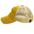 thumbnail image 2 of C.C Unisex Adjustable Mesh Distressed Trucker Baseball Cap Hat, Mustard, 2 of 4