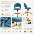 thumbnail image 4 of Ktaxon Office Desk Chair Adjustable Flannel Computer Task Chair Small Rolling Vanity Stool with Wheels for Study Make-up Dressing Blue, 4 of 10