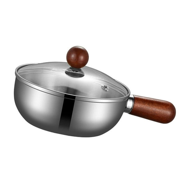 Cacerola de cocina portátil para hervir con tapa, olla para calentar aceite y leche 14 cm Plata