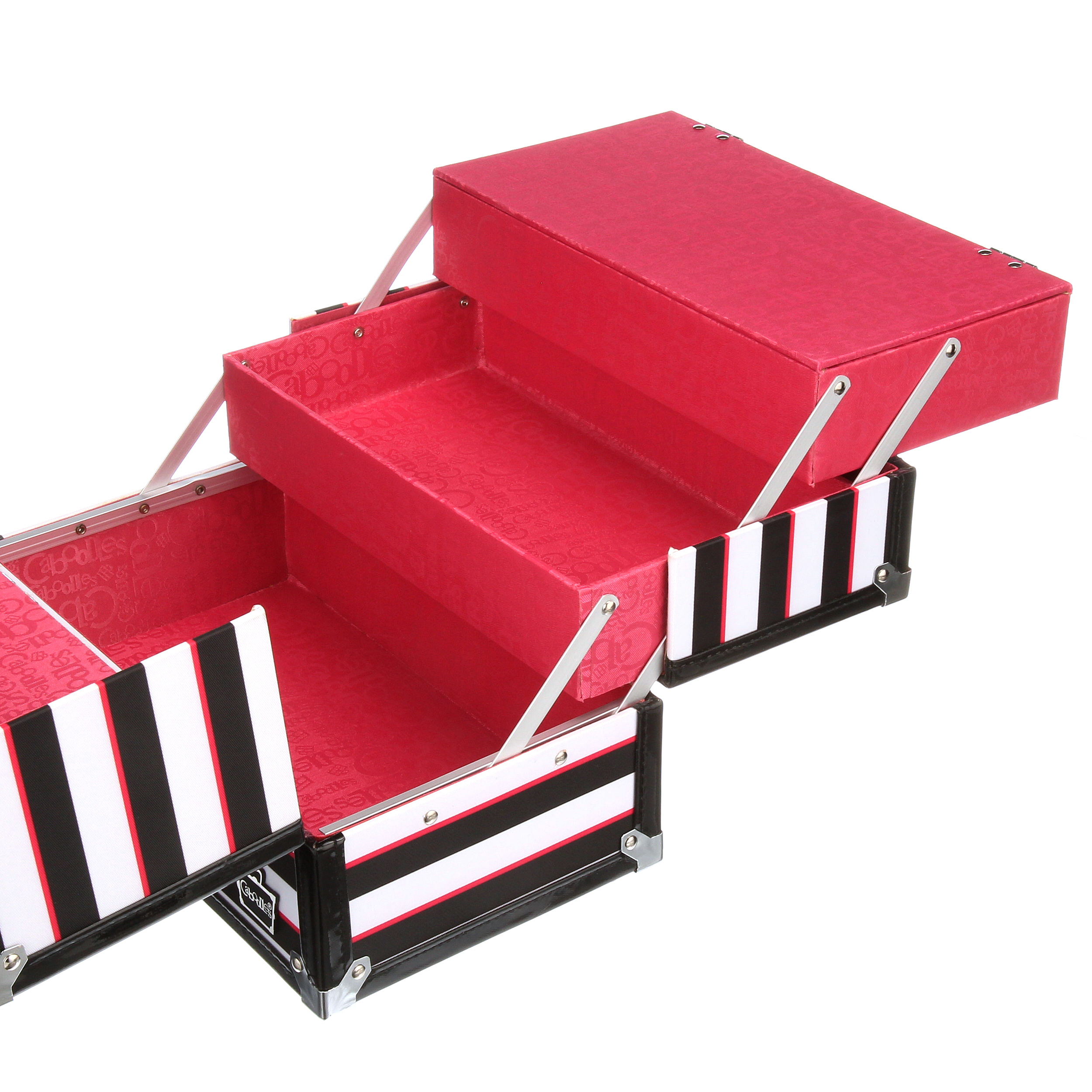 Caboodles Inspired Makeup Case, 2 Tray, Multi Color Striped - image 3 of 7