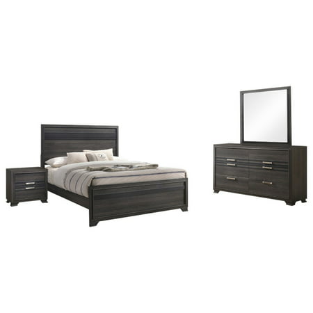 Dario 4 Piece Bedroom Set Twin Gray Wood Modern Panel Bed