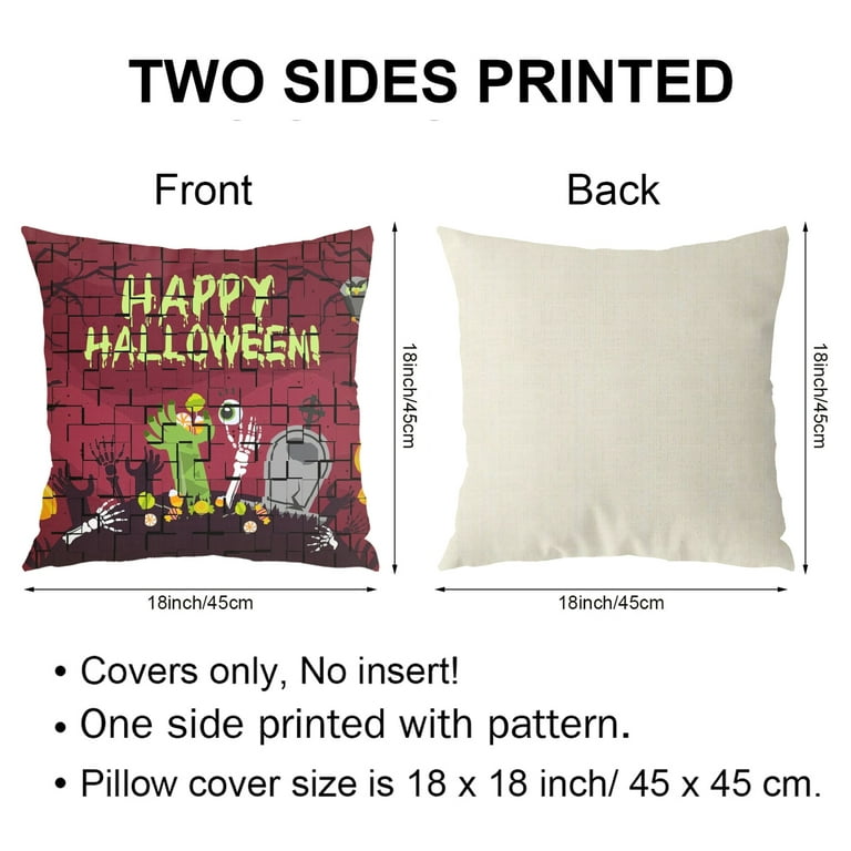 4pcs/set Black Buffalo Plaid Halloween Pillow Case 45 x 45 cm