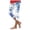 Blue, variant on Capri Leggings for Women Cropped Pant Fashion Flower Print Capris Summer Elastic Waist Soft Stretchy Pants (Purple, L)