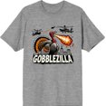 thumbnail image 3 of Turkey Gobblezilla Adult Heather Gray Crew Neck Short Sleeve Tee-Medium, 3 of 4