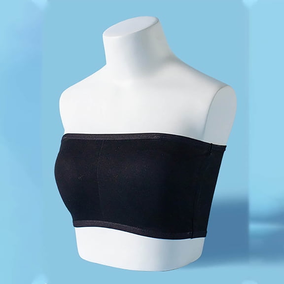 Tween Girl's Strapless Bra Bandeau Tube Sports Comfortable Developmental Underwear Bras with Pad Sports Bra Non Removable Pads Black XL