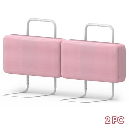 Kidsbuddy 23.6" Toddler Bed Rails Guard Foldable Portable Kids Bed Rail 5 Hole Height Adjustable Bed Rails for Toddlers, 2PC, Pink