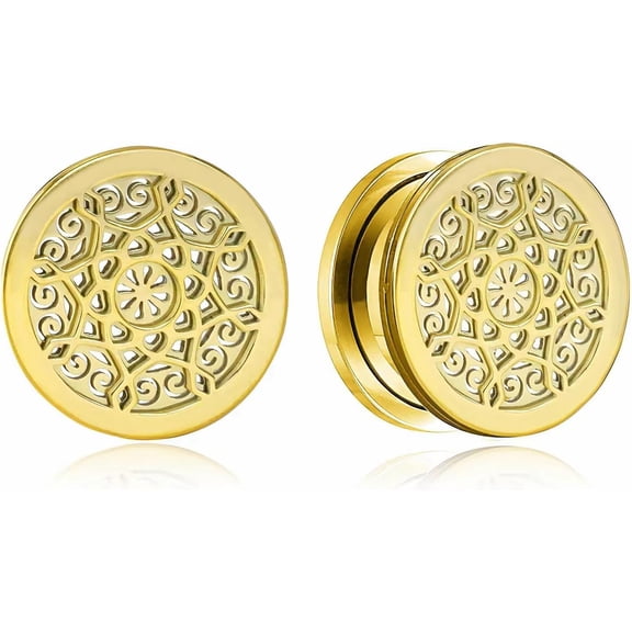 2PCS Ear Gauges Plugs Tunnels for Ears, Hypoallergenic 316 Stainless Steel Geometric Plugs Tunels Gauuges for Stretched Ears 8mm-25mm (0G-1") Body Piercing Jewelry for Women Men[f749]