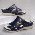 thumbnail image 4 of LOVZFMLL Wedge Sandals for Women 2025 Cut Out Cross Straps Slippers Slip On Open Toe Summer Casual Outdoor Beach Vacation Walking Slides Blue 7, 4 of 7