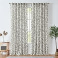 thumbnail image 5 of Curtainking Floral Curtains Linen Farmhouse Curtains for Living Room 96 inch Country Curtains Back Tab Semi Sheer Curtains Light Filtering 2 Panels Black on Beige, 5 of 10