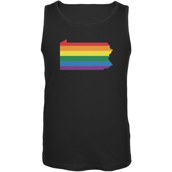 Pennsylvania LGBT Gay Pride Rainbow Black Adult Tank Top - Small