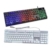 MORESEC under $5 1Pcs Gaming Keyboard, Colorful LED Backlit USB Wired Gaming Keyboard,Crack RGB Illuminated Mechanical Feel Keyboard,104 Keys Multimedia PC Desktop Keyboard