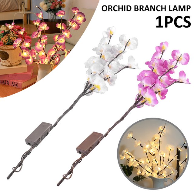 Muyoka Simulación Phalaenopsis Rama Decoración Luz Simulación Orquídea Rama Luz IP44 Forma de flor a prueba de agua Rama de luz para boda Año Nuevo Vacaciones Muyoka Hogar