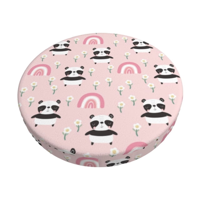 Balery Cute Cartoon Panda Fundas de asiento para taburete de bar redondo de tela de terciopelo ajustables que protegen de arañazos y manchas para sillas de 14 a 17 pulgadas.-12 inch