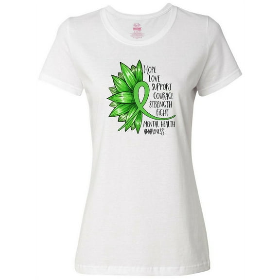 Inktastic Mental Health Awareness Green Sunflower Ribbon Women's T-Shirt
