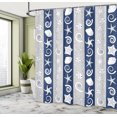 thumbnail image 4 of Ambesonne Nautical Shower Curtain, Sea Fishes Shells Stripes, 69"Wx75"L, Night Blue, 4 of 4