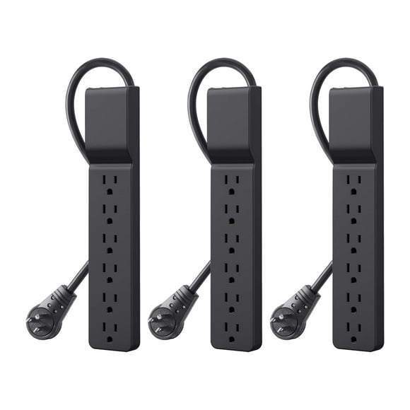 Regleta de 6 tomacorrientes Belkin, protector contra sobretensiones con cable de extensión resistente de 1,8 m de largo y enchufe de CA giratorio de 360 grados para salas de conferencias, computador