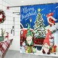 thumbnail image 5 of Cortina de ducha navideña, 71.7 x 71.7 in, cortina de baño impermeable con gnomos de Feliz Navidad, camión rojo, árbol de Navidad, muñeco de nieve, cortinas de ducha de tela para baño con ganchos para decoración del hogar, regalos Sailing Electrónica, 5 of 5