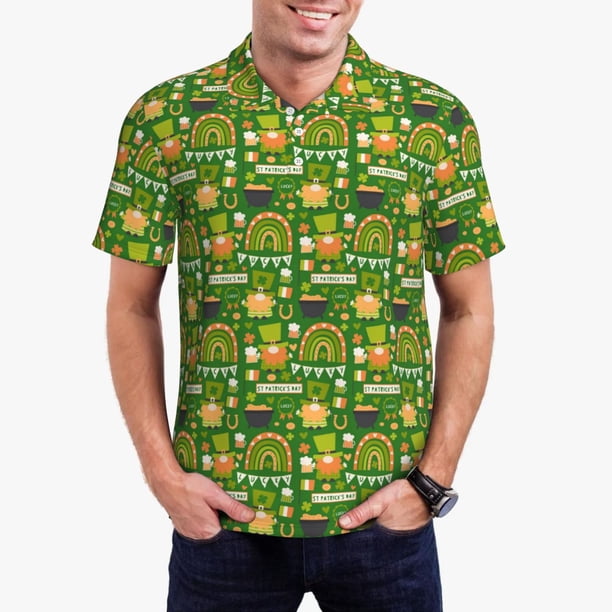 Fotbe traditional Irish colours Camiseta Polo de Golf para Hombre con Estampado – Camisa Deportiva Transpirable con Cuello Abotonado-4X-Large