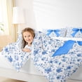 thumbnail image 4 of Feelyou Princess Ribbon Blue Queen Comforter Set, Mandala Floral Flower Bedding Sets, Watercolor Bowknot Reversible Bedding Comforter Set, Ultra Soft Bedroom Decor, 3pcs, 4 of 8