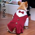 thumbnail image 3 of Happy Date Dog Shirt Pet Tuxedo Clothes, Suit Bow Tie Costumes, Dogs Formal Apparel Outfit with Blue Tie, Puppy Prince Wedding Bow Tie Gentleman Jacket for Small Medium Dogs Cats, Cosplay, 3 of 5