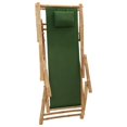 thumbnail image 5 of vidaXL Chaise Longue Bambou et Toile Verte, 5 of 5
