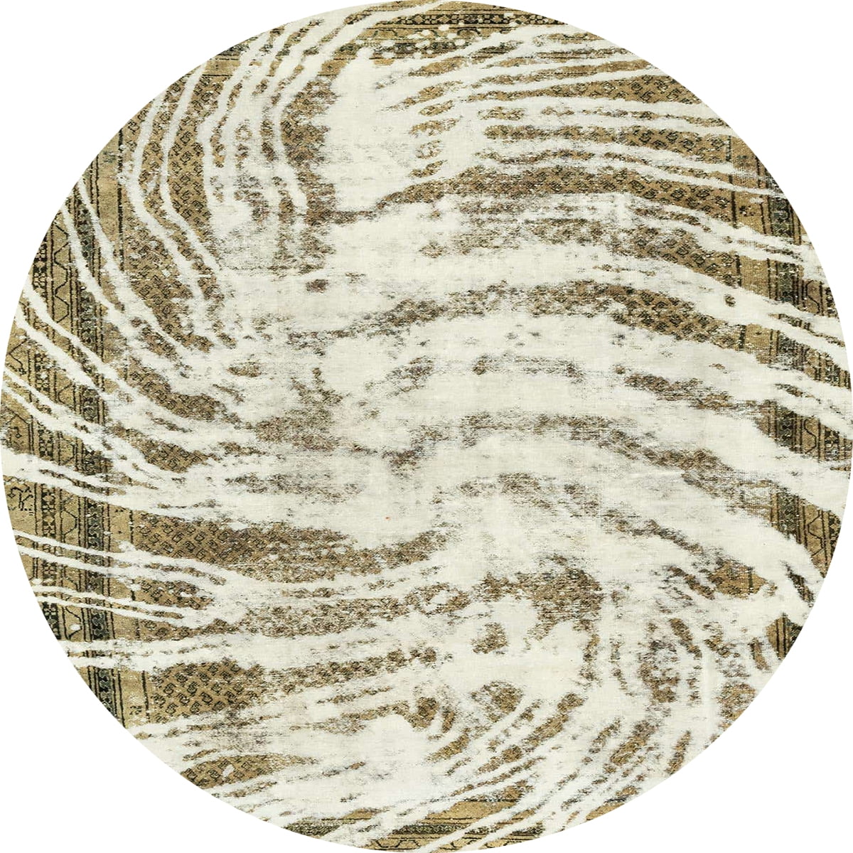 Ahgly Company Indoor Round Abstract Tan Brown Gold Abstract Area Rugs ...