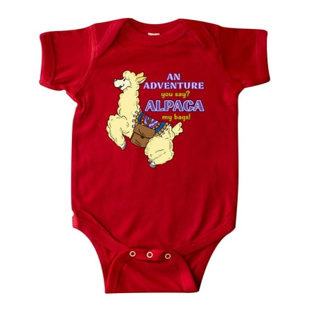 

Inktastic Cute Jumping Alpaca-An Adeventure You Say ALPACA my bags! Gift Baby Boy or Baby Girl Bodysuit