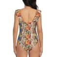 thumbnail image 6 of Yiaed Funny Dogs Family Print Women's Ruffled One Piece Swimsuit V Neck Swimwear Slimming Monokini for Woman-XX-Large, 6 of 8