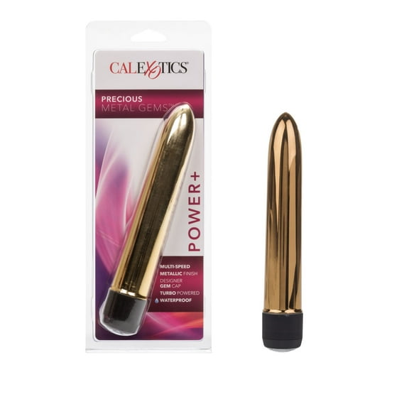 CalExotics Precious Metal Gems Multi-Speed Metalic Gem Cap Vibrator - Gold