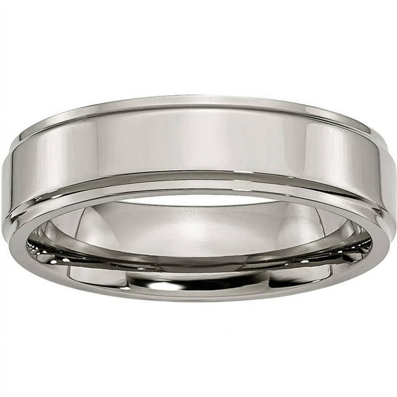 Titanium Ridged Edge 6mm Polished Band