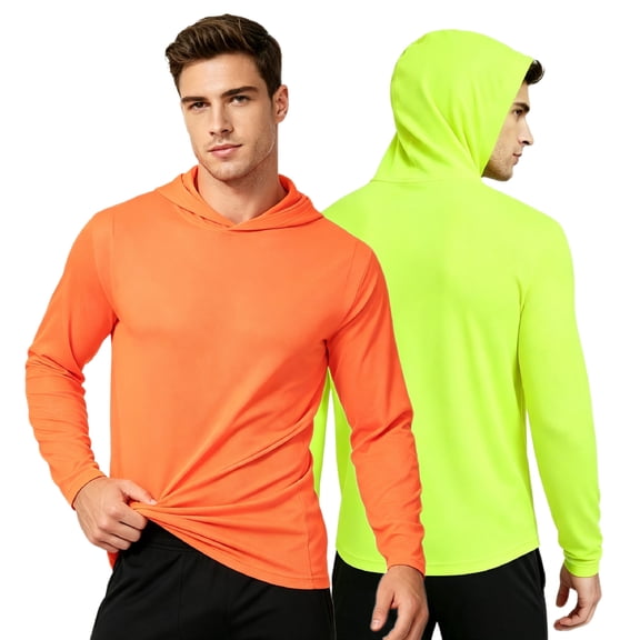 Venturetex 2 Pack Men's Lightweight Upf 50 Outdoor Sun Protection Hoodie Durable Stretch Micro Mesh Moisture Wicking Quick Dry Long Sleeve Shirt