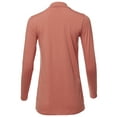 thumbnail image 3 of A2Y Women's Basic Solid Soft Cotton Long Sleeve Mock Neck Top Shirts Ash Rose S, 3 of 5