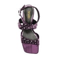thumbnail image 3 of XYD Women Summer Crossover Buckled Ankle Strap Block Mid Heel Sandals Studs Square Open Toe Pumps Fashion Shoes Size 7 Purple, 3 of 4