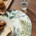 thumbnail image 3 of Green Leaves Round 13 Inch Placemats Set of 6, Summer Botanical Farmhouse Watercolor Leaf HeatResistant Non Slip Place Mats for Dining Table, Wipeable Braided Kitchen Table Mats for Housewarming, 3 of 9
