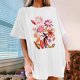 thumbnail image 2 of Faldas Cortas para Mujeres, Impresión de Flores Casual Oversized Camiseta de Manga Corta Top Hecho de 95% Poliéster 5% Spandex para Primavera Verano, Falda Corta de Verano, 2 of 7