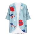 thumbnail image 6 of Gamivast Patriotic Cardigans for Women Star Print Open Front 3/4 Sleeve Loose Fit Western Tops Lightweight Kimono Cardigan 3/4 Sleeve Vacation Beach Wear outfits, 6 of 6