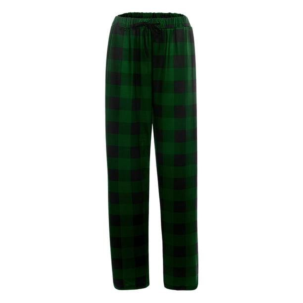 Sunloudy - Pantalón largo de pijama de algodón informal para hombre, cintura elástica, ropa de dormir a cuadros, pantalones de salón Sunloudy S M L XL XXL