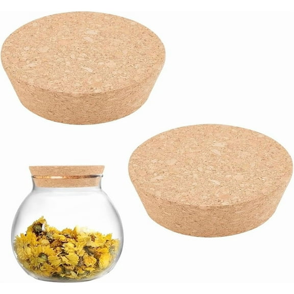 2Pcs Large Cork Lids for Jars Cork Bottle Stoppers Tapered Cork Plugs Natural Soft Wood Cork Replacement Corks for Mason Jars Glass Bottles Canning Jars and Pottery 3.58x3.03x0.98 Inch for DIY