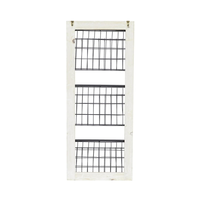 Black/Brown fashion Farmhouse 3 Tier Hanging Metal Magazine Rack Holder, 14