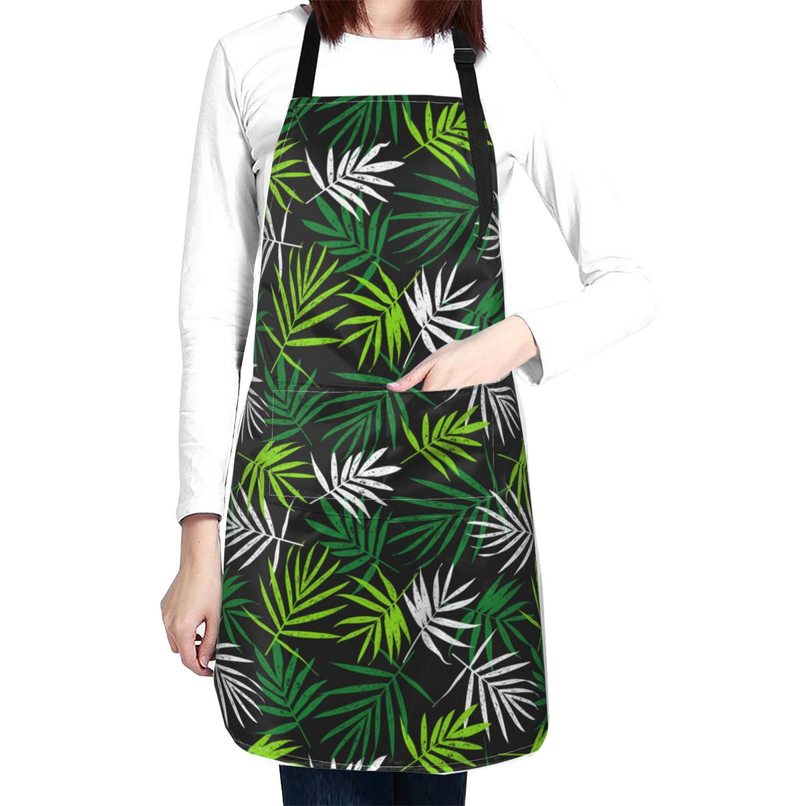 Kdxio Tropical Leaves1 Apron with Pockets Adjustable Kitchen Aprons for Men Women Waterproof Aprons for Cooking,Drawing,Crafting, Baking Household Cleaning
