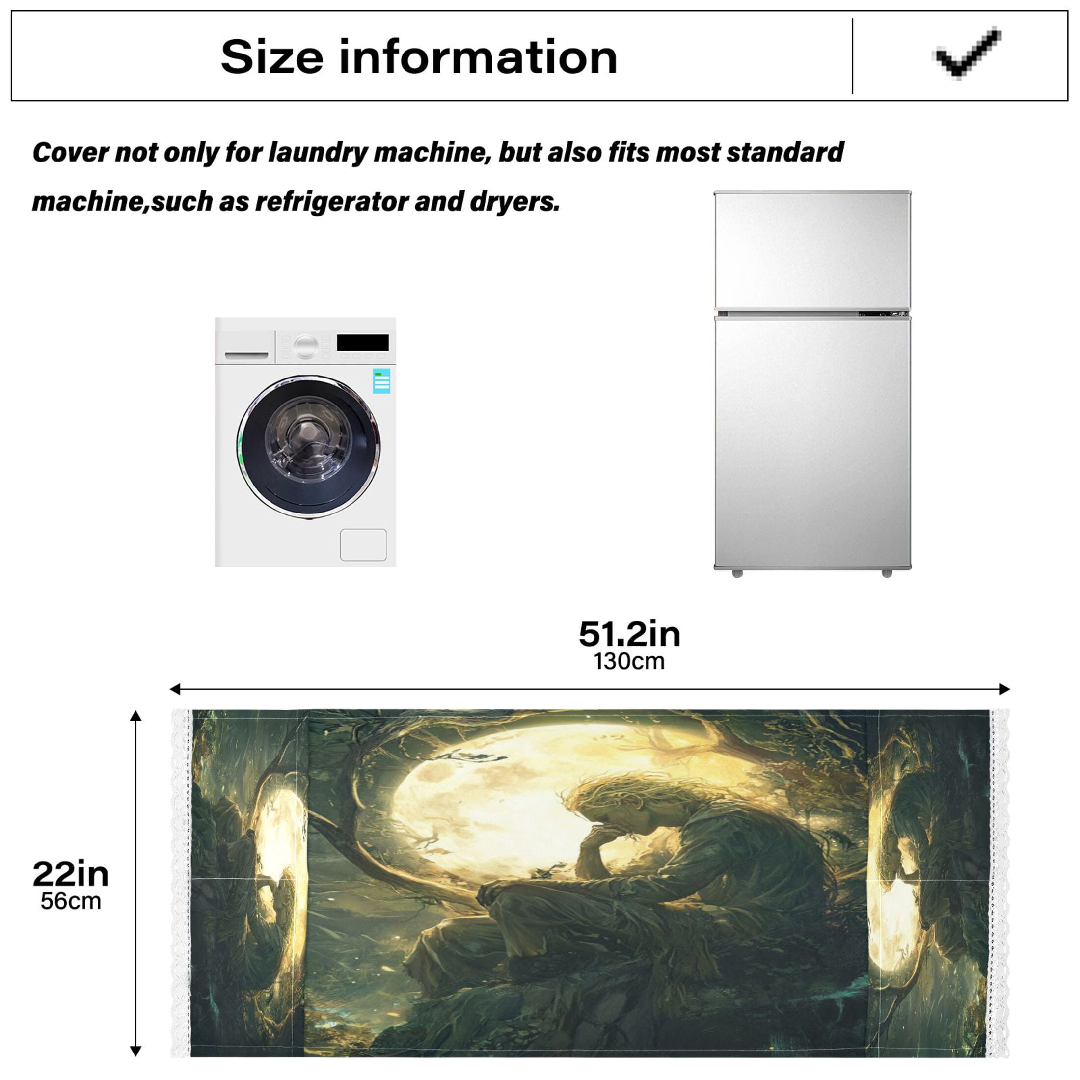 Reflections under The MoonWasher and Dryer Covers Dust-Proof and Oil Resistant Fridge Cover with 4 Storage Pockets Washing Machine Top Cover for Laundry Kitchen Home 51.2 x 22 In